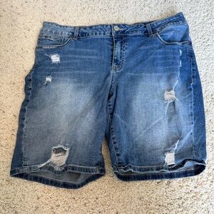 Maurices Womens Light Blue Distressed Denim Shorts